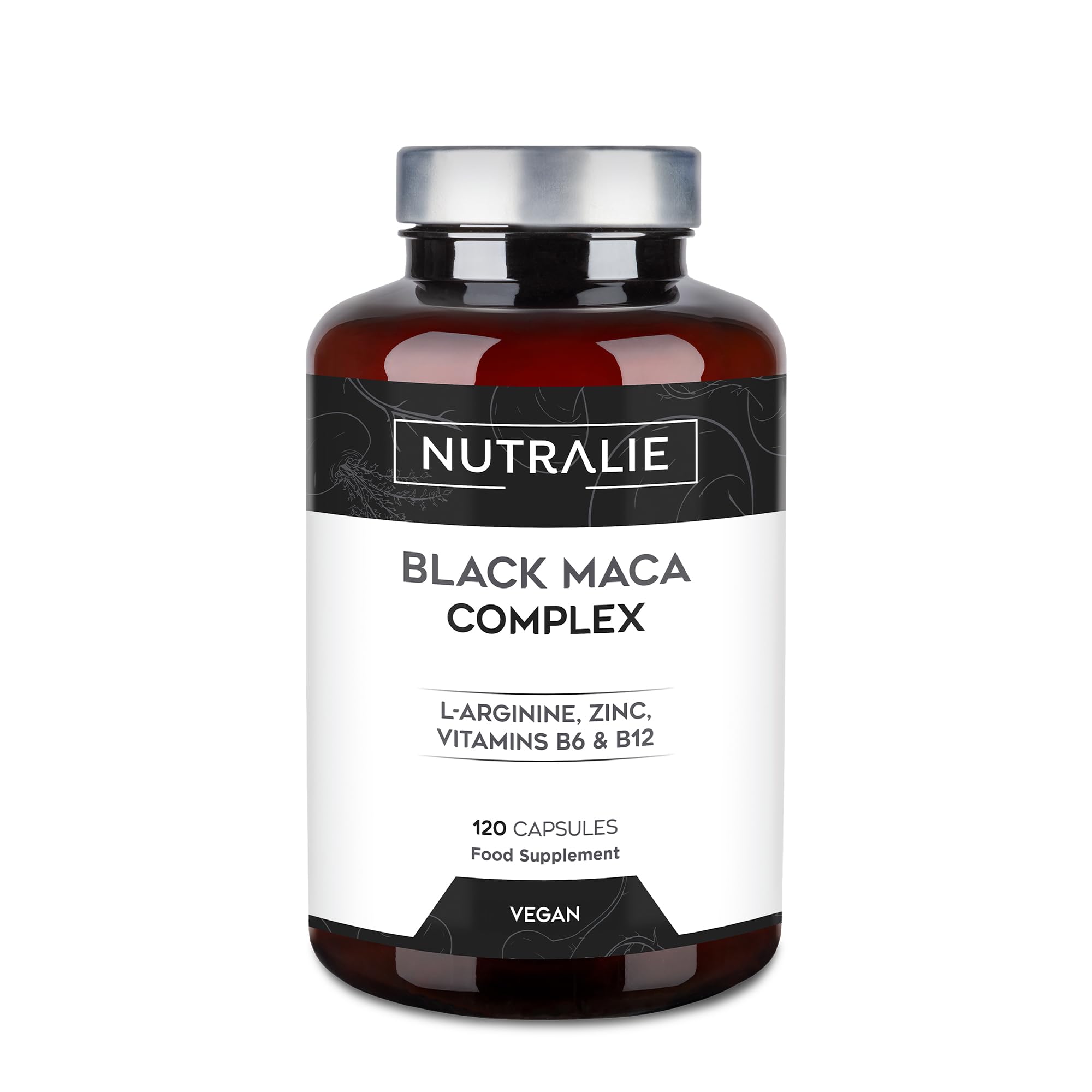 Black Maca Root 32000mg - Power 20:1 Maca Capsules with L-Arginine Zinc B6 B12 - Peruvian Maca for Men and Women - 120 Capsules Black Maca Nutralie