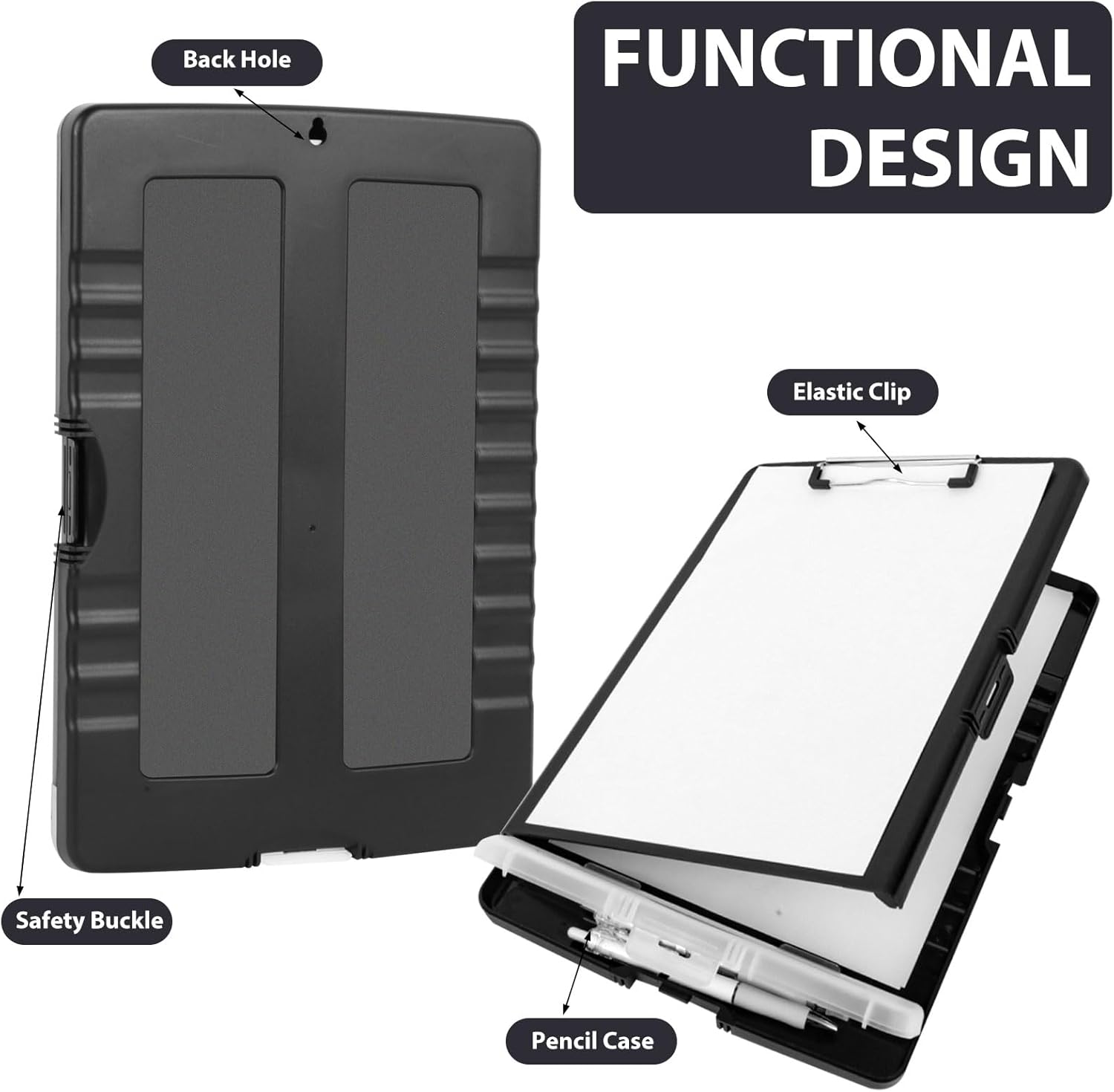 5 PCS Clipboard with Storage High Capacity Plastic Clipboard with Pen Holder Heavy Duty Nursing Clipboards Folder Side Opening Smooth Writing Clipboards with Low Profile Clip for for School & Office