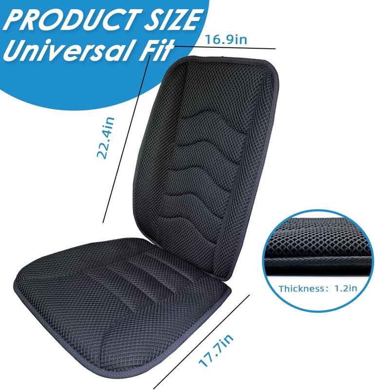 Image of Auto Oprema Car Seat Cushion with Back Support Pillow: Enhanced Comfort Memory Foam Design for Pain Relief, Ideal for Drivers and Office Use - Ergonomic Lumbar Comfort for Long Sitting - 113 Black