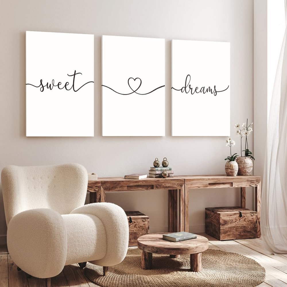 GUBIYU Home Family Wall Decor, Wall Art for Living Room Set of 3 Inspirational Canvas Prints Black and White Framed Canvas Art Paintings Wood Wall Decoration for Dining Room Bedroom Home Decor 24x36