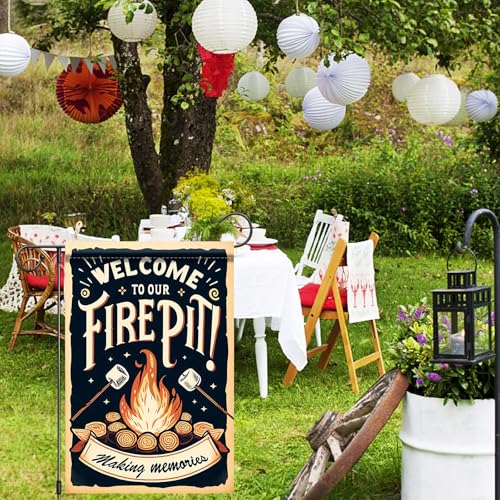 Image of Nuxovilar Camping Flag Fire Pit Garden Flag 12x18 Inches Polyester