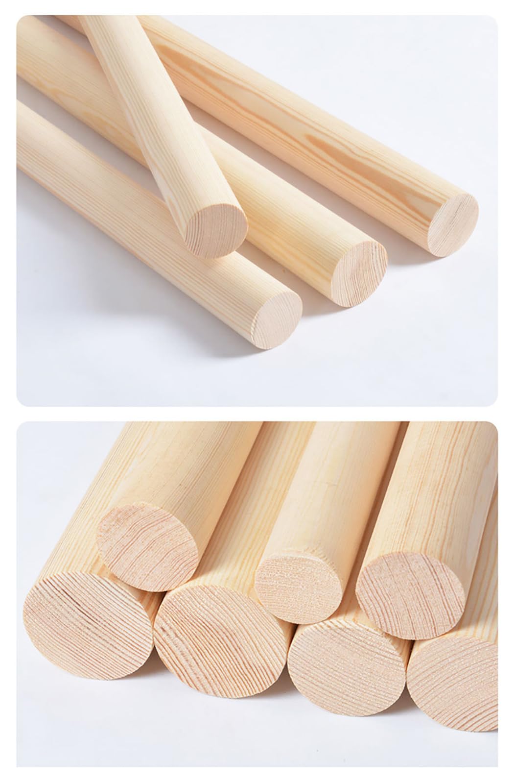 2 szt. nieukończonych okrągłych drewnianych kołków - 50 cm długości paski drewna rzemieślniczego do projektów DIY, średnica 1-2,5 cm,Drewniane kołki rozporowe(2cm)