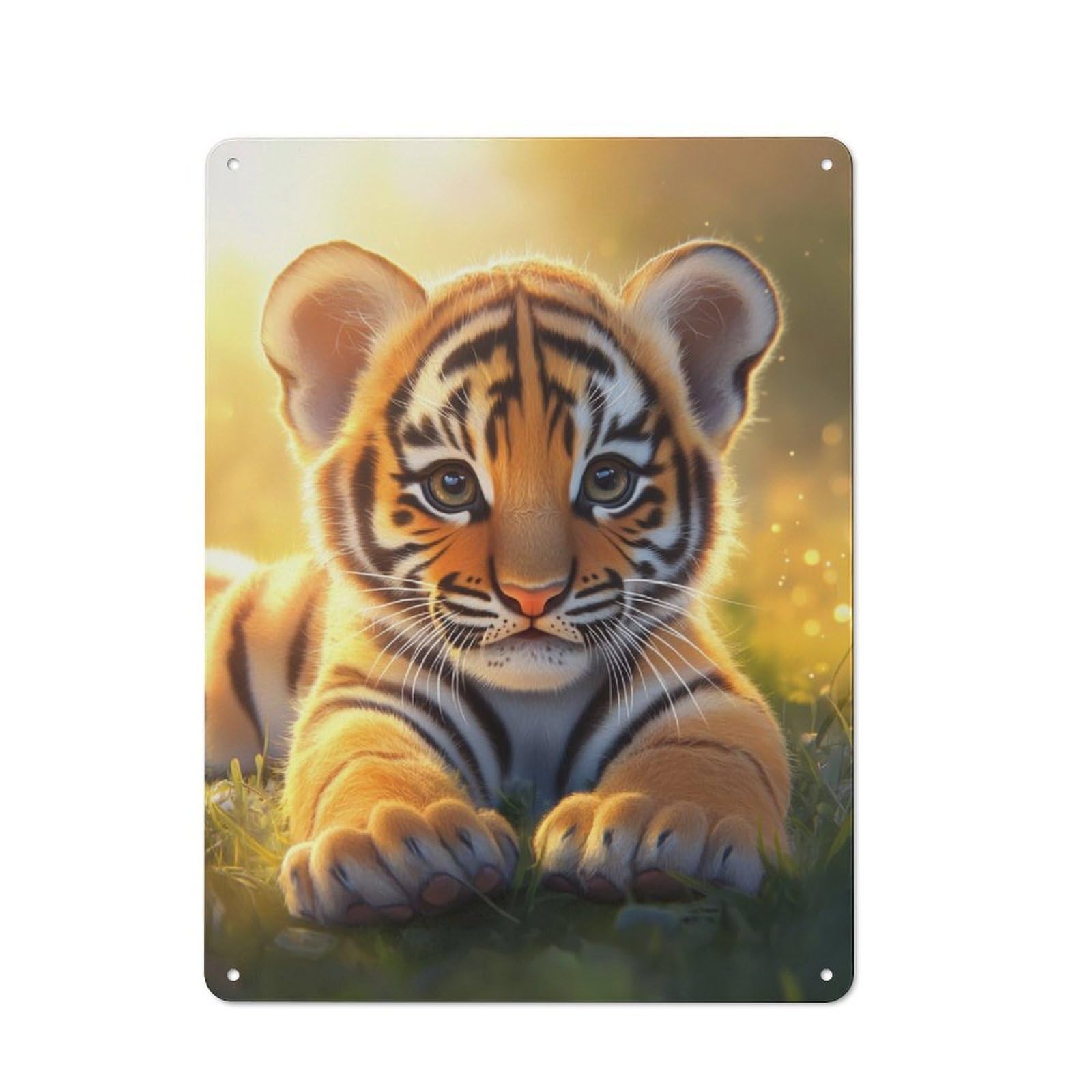 Junmoney Cute Tiger Cub Baby Vintage Tin Sign 40X30cm For Garden Room Or Summerhouse, A Housewarming Gift For Outdoor-Room Decor Collectors