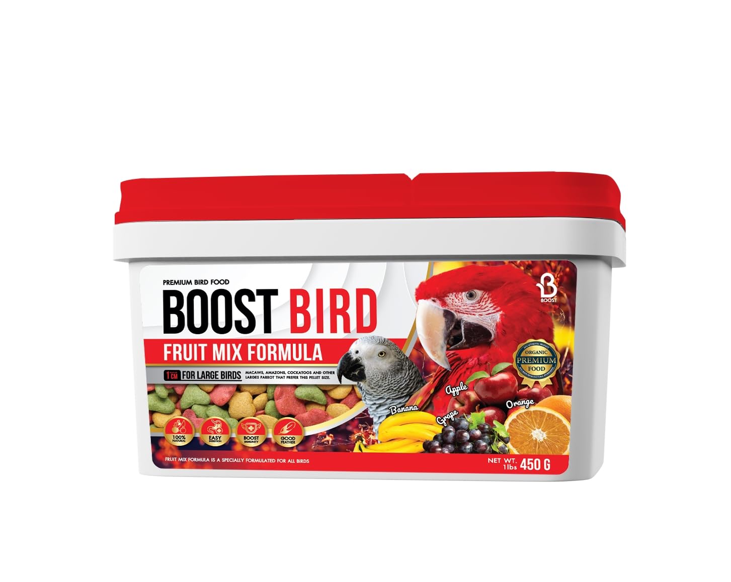Boost Premium Bird Food Fruit Mix Large Pellet for Birds – Nutritious Daily Bird Feed – 450g-image-2