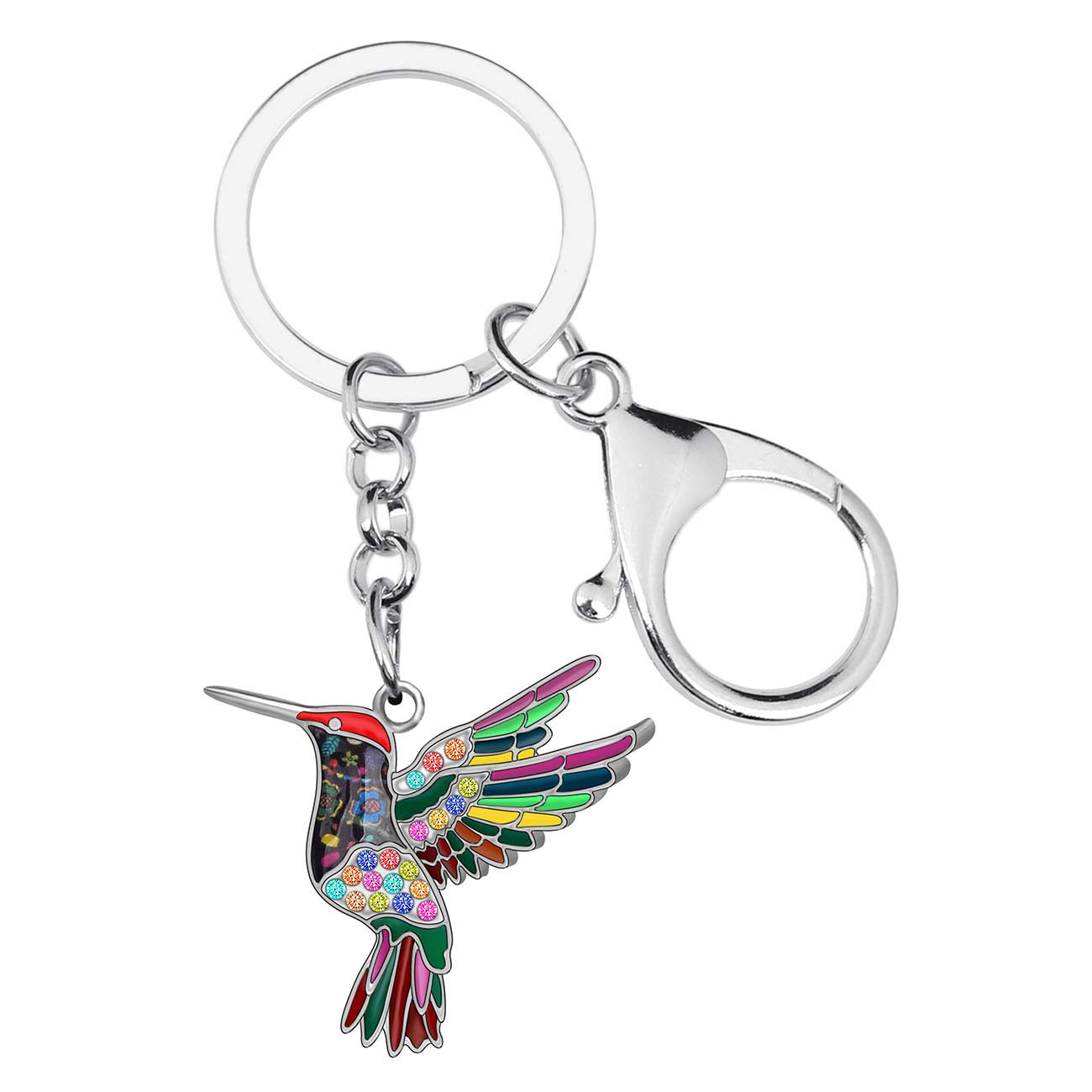 Weveni Women's Multicoloured Enamel Alloy Crystal Hummingbird Keychain Bird Charms For Girls Bag Car Wallet (Multicoloured)