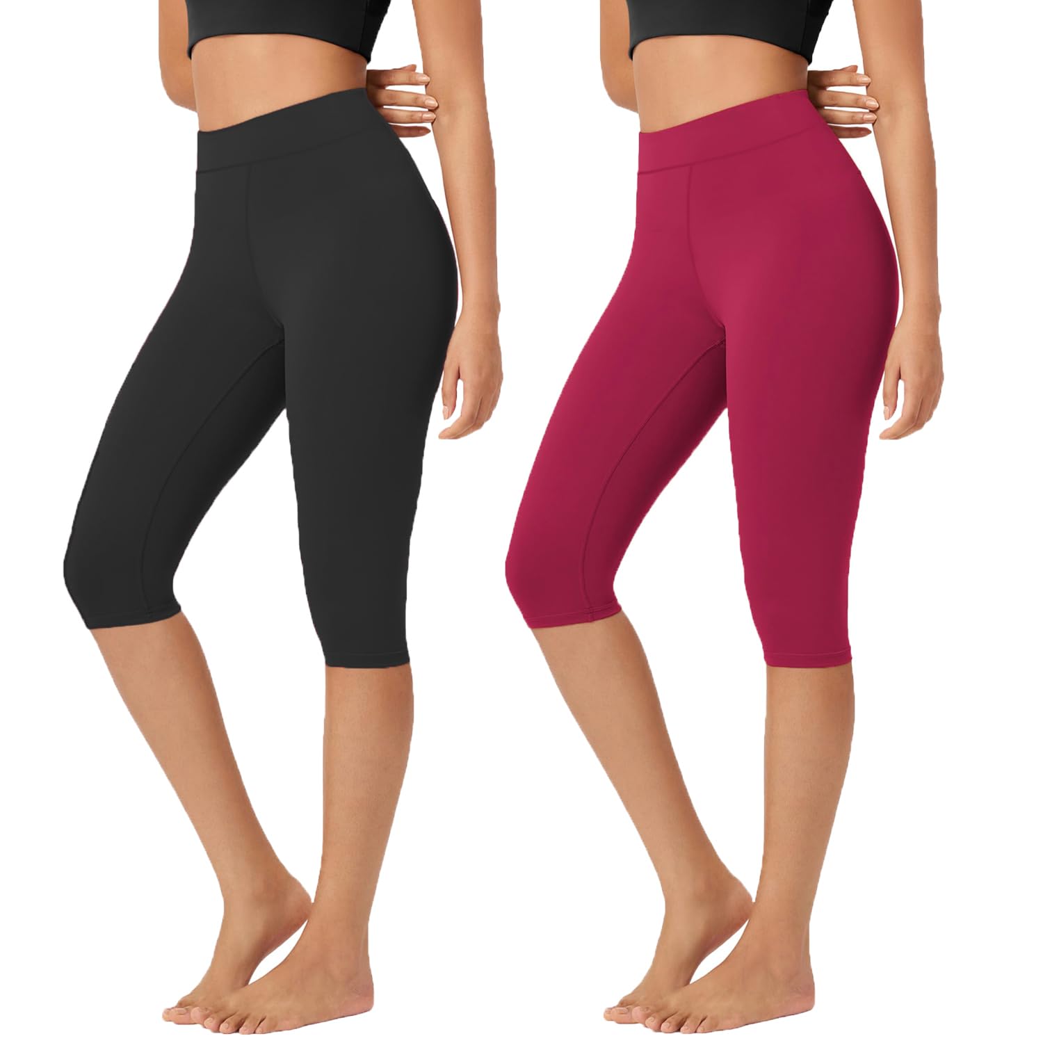Women's Casual Relaxed Fit Cotton 3/4th Summer Capri Pants - Pack of 2-image-11