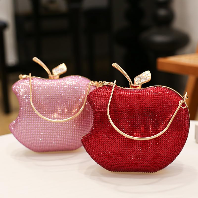 Image of pearl&she Sparkly Apple Rhinestone Handbags Diamond Women Evening Bags Bling Minaudiere Clutch Crystal Purses For Party.