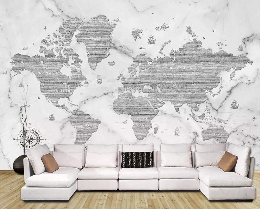 Papier peint photo carte du monde fond de marbre blanc décor mural géant pour changer de style