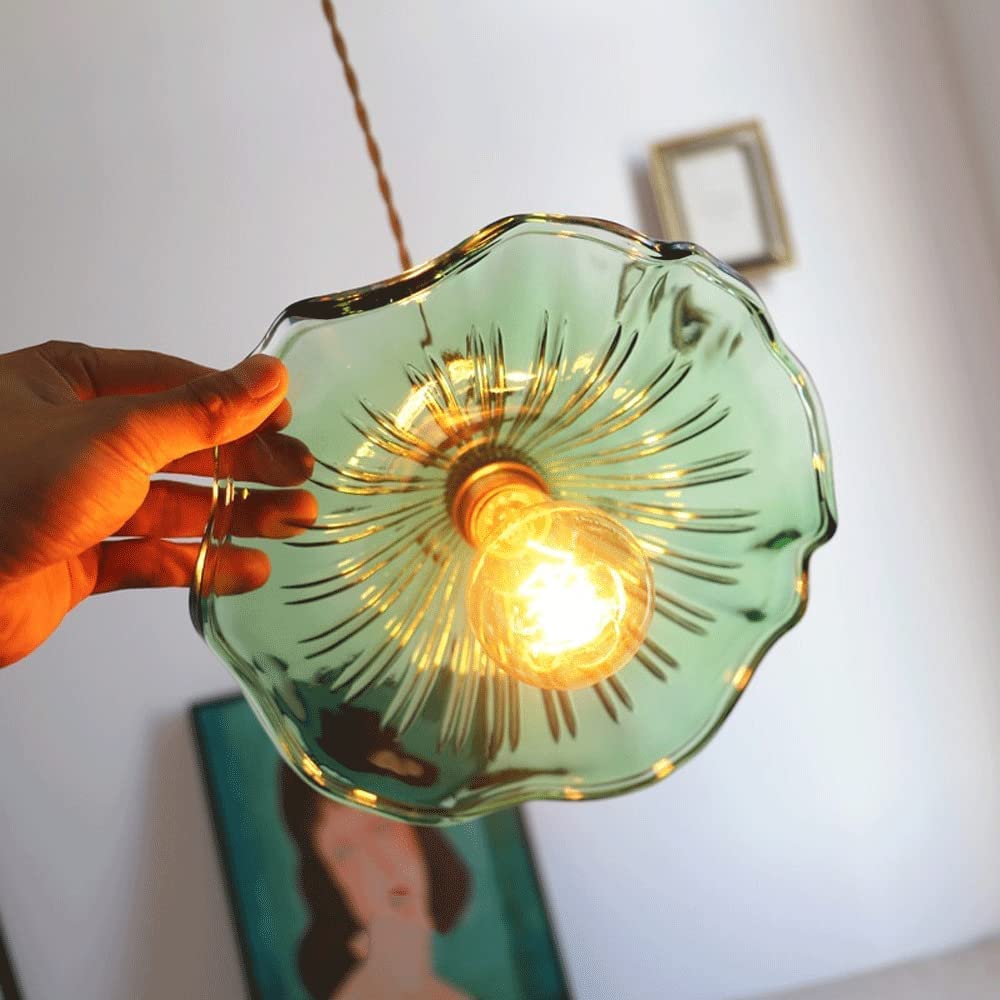 japońska retro lampa wisząca z liściem lotosu kreatywne kwiaty mosiężny szklany żyrandol nowoczesny minimalistyczny dekoracyjny wisiorek oświetlenie pasujące do sypialni, salonu, korytarza, kawiarni,