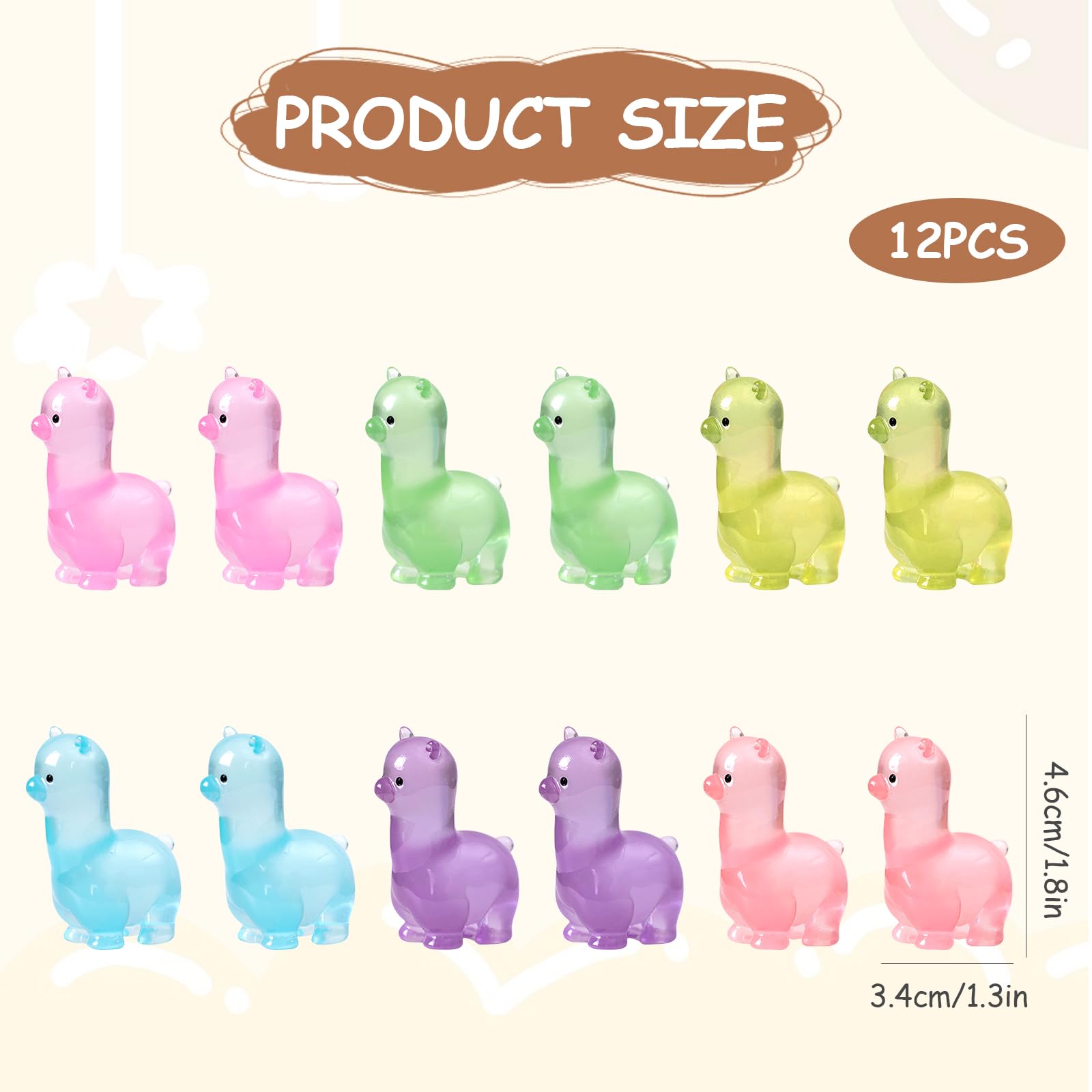 12 świecących mini figurek z alpaki, świecące w ciemności, miniaturowe figurki z alpaki, żywica, małe laboratorium, babeczka, do dekoracji ogrodu, DIY, mikro sceny krajobrazowe, 12 szt