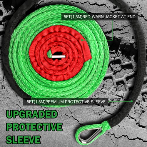 Stegodon 3/8" X 100Ft Synthetic Winch Rope 23,809Lbs Dyneema Winch Cable Line With Hook And Sleeve Protection Car Tow Recovery Cable For 4Wd Off Road Vehicle Truck Suv Jeep(Green) #TOP3