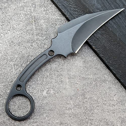 Ccanku C1149 Fixed Blade Knife,D2 Steel Blade+Stainless Steel Handle Claw Knife With Sheath For Outdoor, Survival,Hiking,Camping(Black) #TOP2