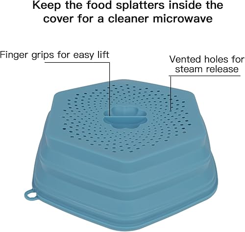 Miniatura 7 de Juego de 2 fundas de silicona para microondas de 10 pulgadas y salvamanteles como soporte para tazón, para protector de salpicaduras multiusos