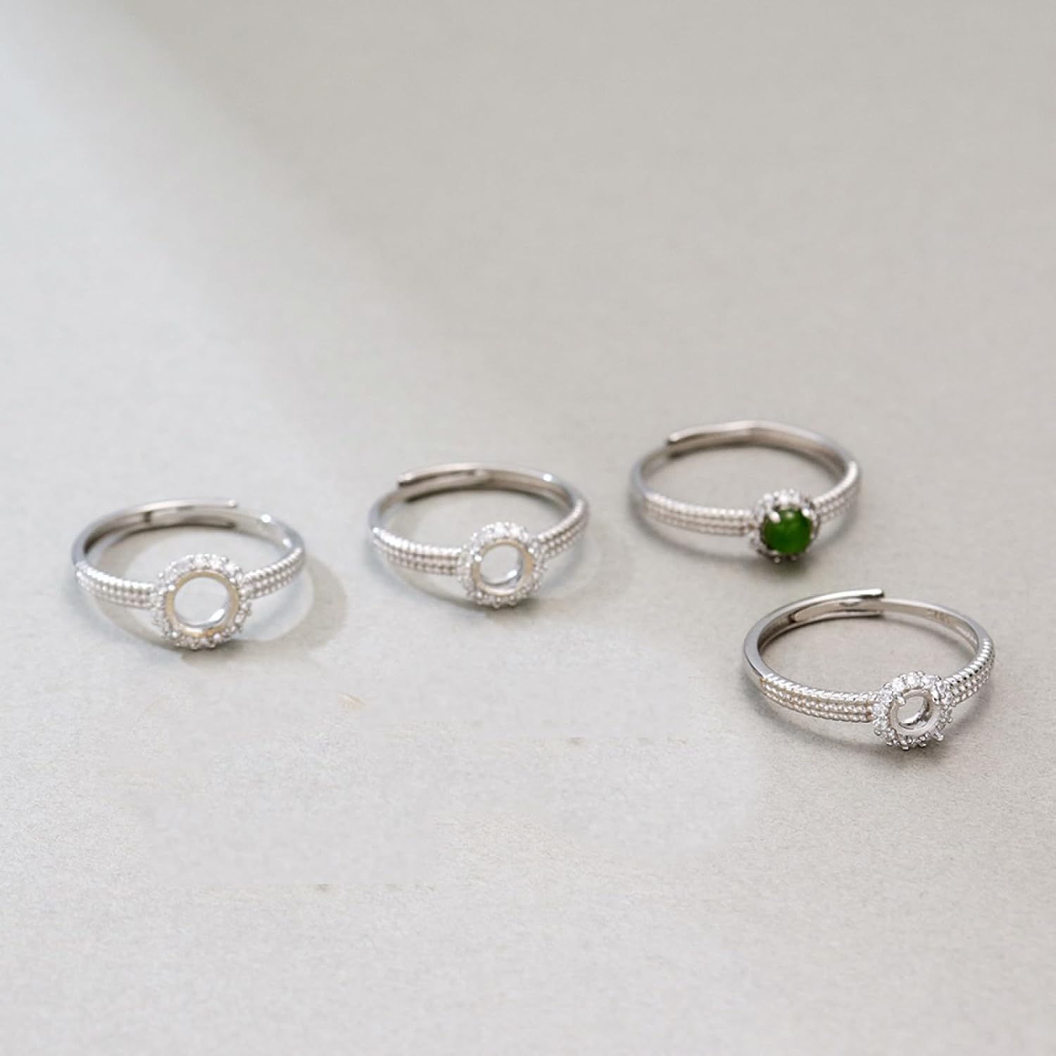925 Sterling Silver Ring Settings Cubic Zirconia Prong Claws Ring Base Blank for 4/5/6mm Round Gemstones Mounting DIY Handmade Ring Jewelry Making Crafts