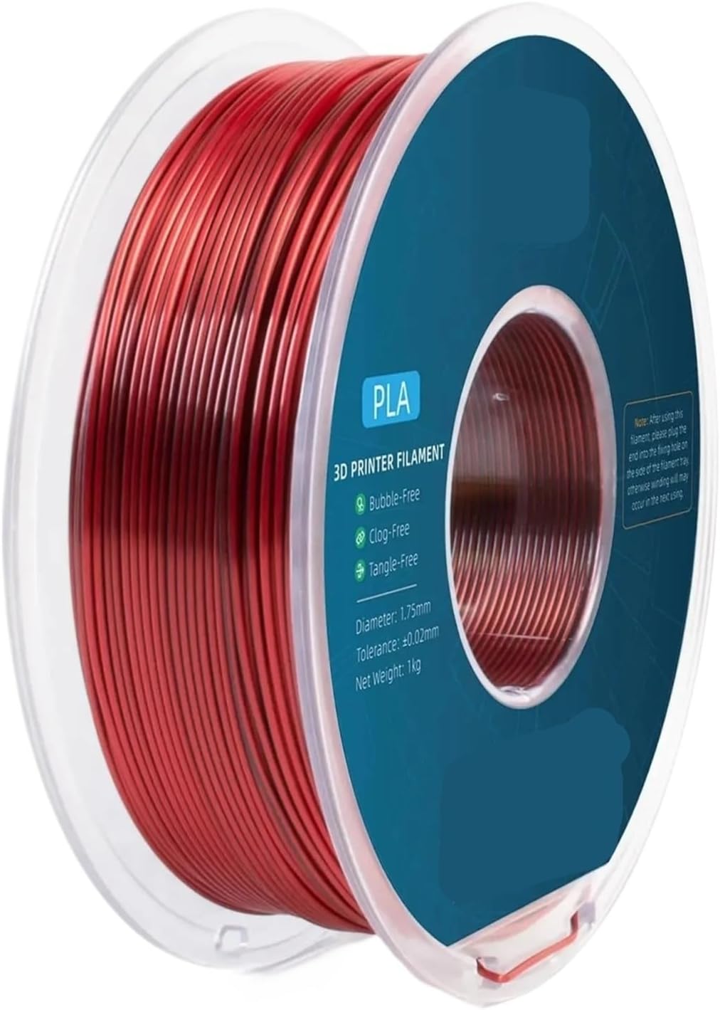 Dual Colors Bicolor Silk PLA Filament, 3D Filament 1,75 mm 1KG Spool Wire (+/-0.03mm) Vacuum Packaging(Green Red)