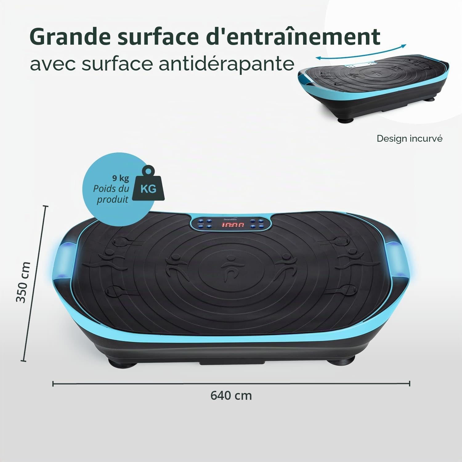 Skandika Plateforme Vibrante V2, 99 Niveaux D'intensité Oscillation 6 - 13 Hz, 3 programmes, Plaque Vibrante, Poignées et Bandes Amovibles, Écran LED, Surface Antidérapante, Télécommande, Max 120KG