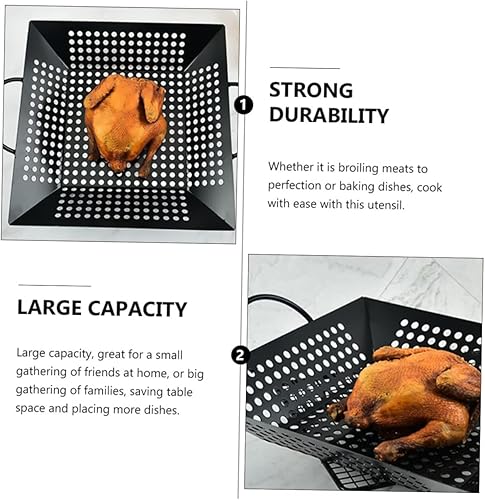 Miniatura 7 de SHERCHPRY Placa de parrilla antiadherente, sartén para exteriores, estufa cuadrada, parrilla para parrilla, accesorios para parrilla, sartén para
