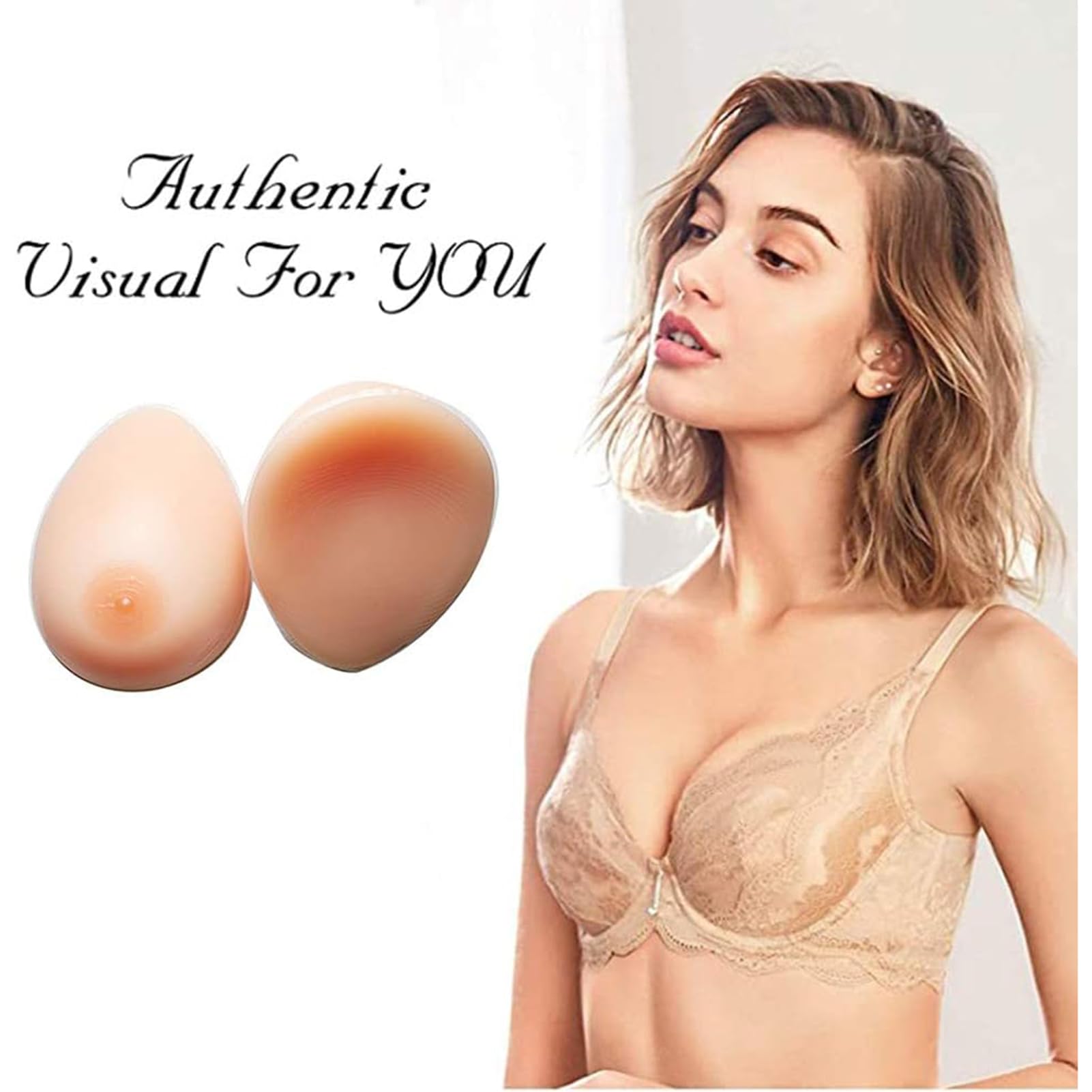 Protesi mammarie autoadesive in silicone con capezzolo realistico, protesi di miglioramento naturale for mastectomia, cosplay e travestitismo