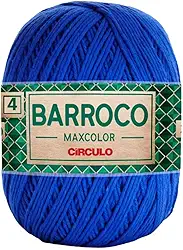 Linha Barbante para Artesanato Barroco MaxColor 2829 - Azul Bic 4/4 com 338m Bordados e Crochê Círculo