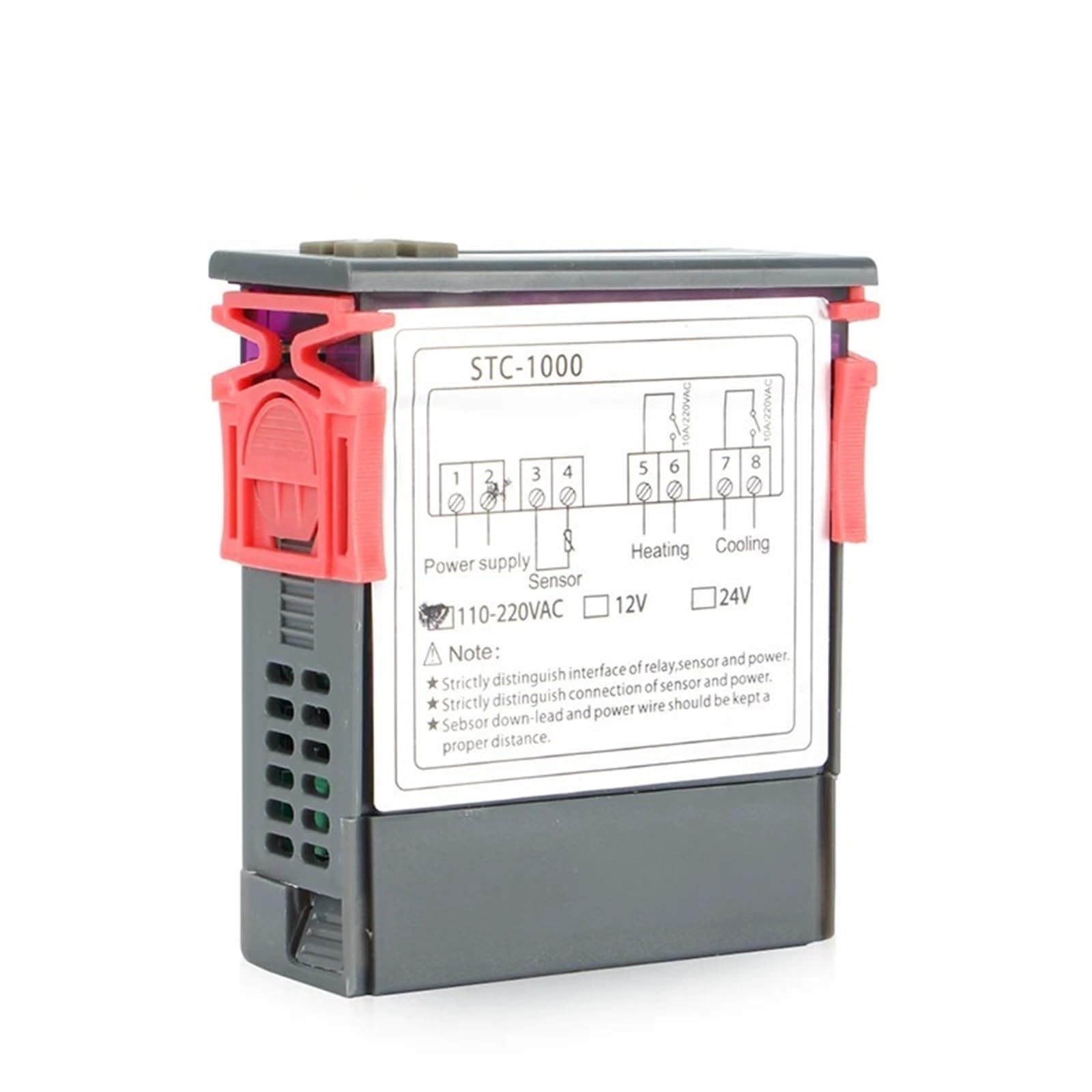 Controlador de temperatura Digital STC-1000, 12V, 24V, 220V, for incubadora, relé LED, 10A, termostato termorregulador de refrigeración y calefacción(12V)