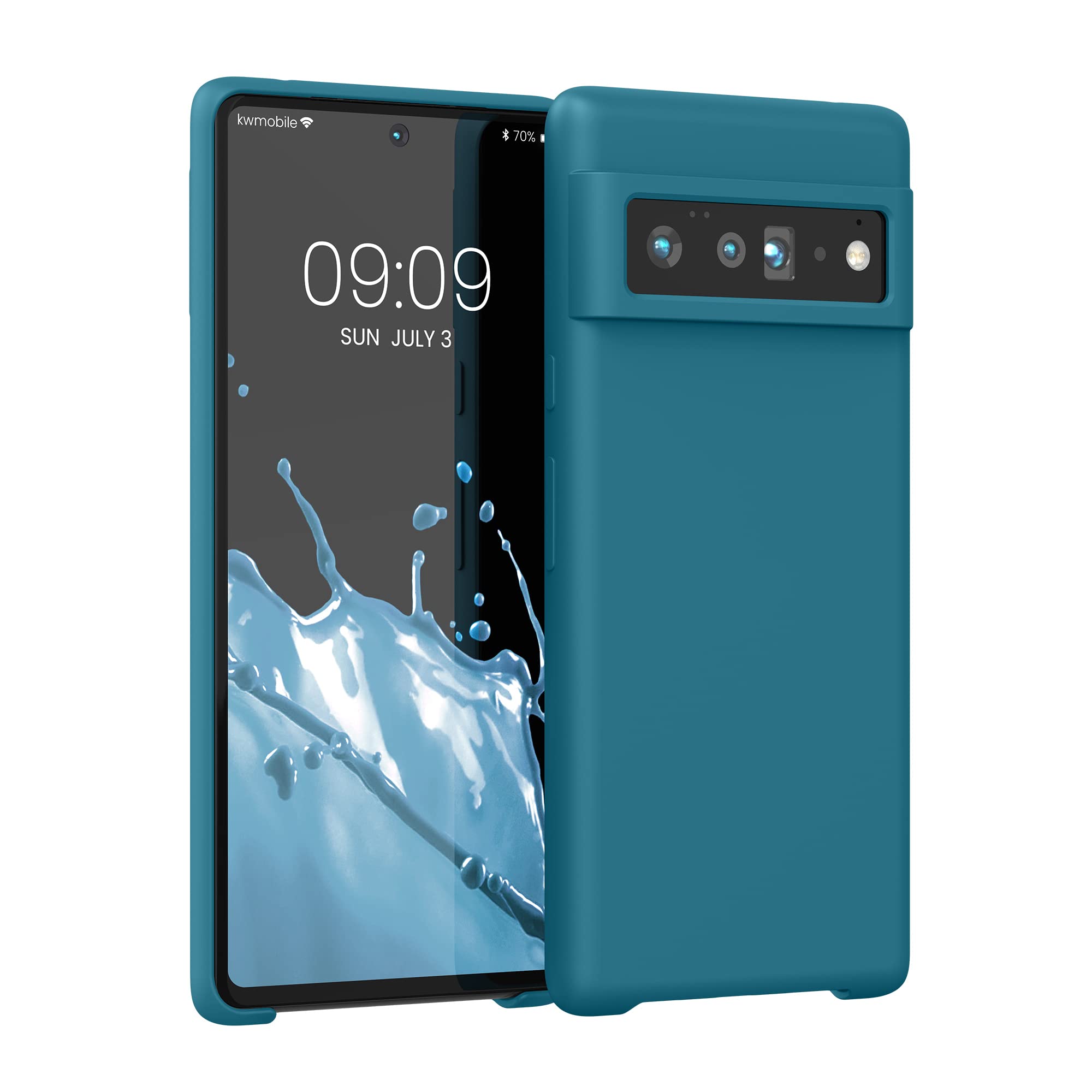 kwmobile Case Compatible with Google Pixel 6 Pro Case - TPU Silicone Phone Cover with Soft Finish - Teal Matte
