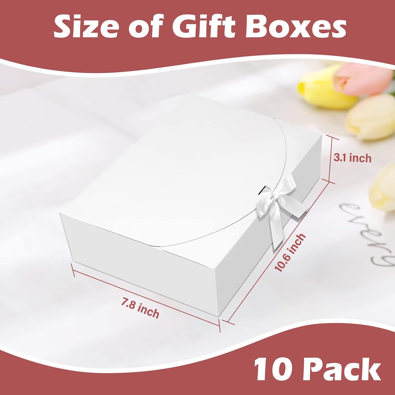 Boxes with Lids,. Kraft Paper Box, White with Ribbon,