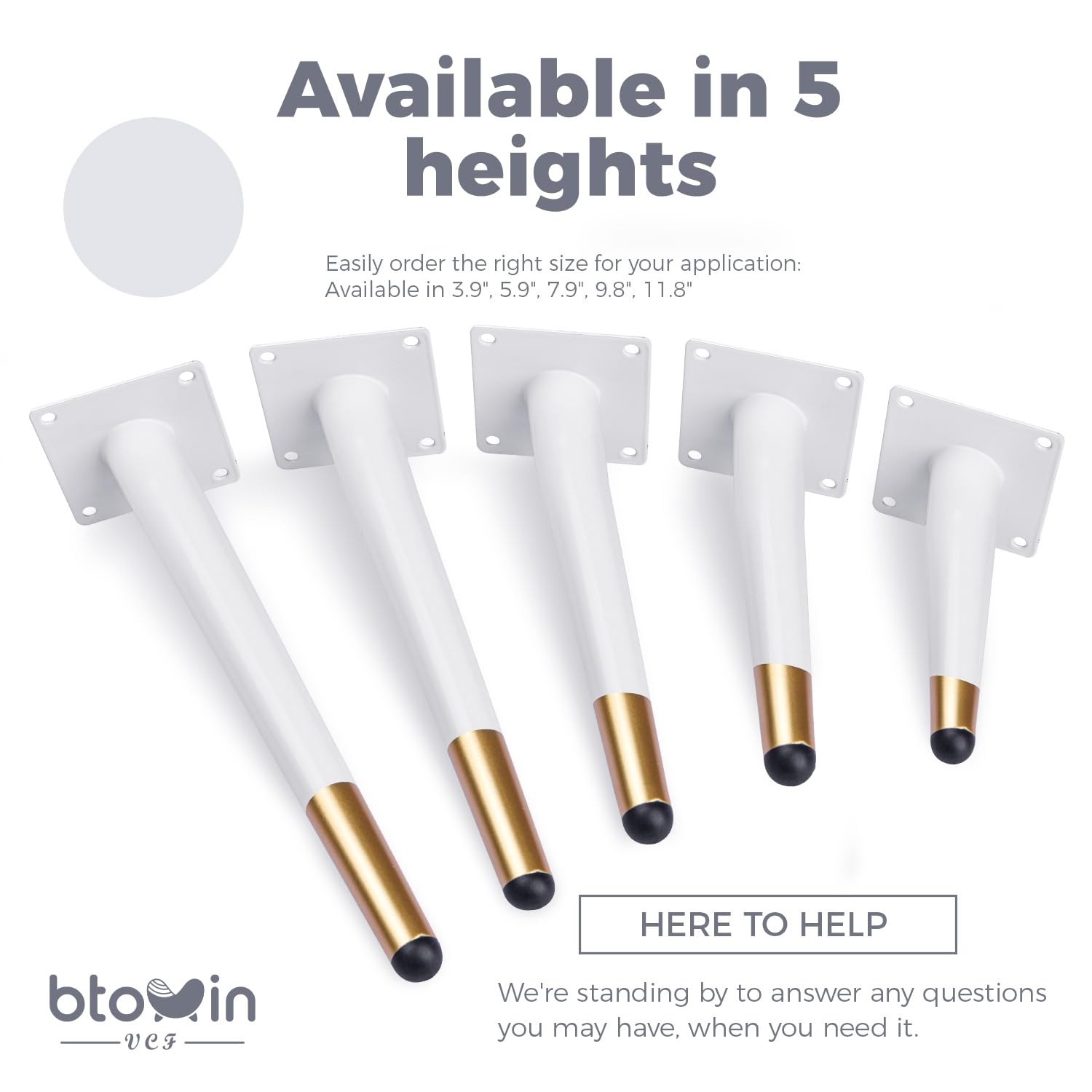 Btowin 4 Inch / 10cm Metal Furniture Legs, 4Pcs Modern Oblique Tapered Furniture Feet - Image 4