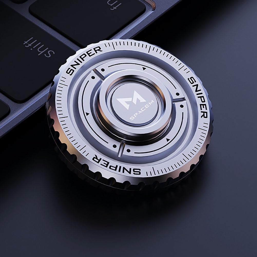 Anti-ansia Finger Spinner Stress Sensoriale Sollievo ADHD, Fidgets Giocattolo Acciaio Inox Metallo Mano Spinner EDC Riduttore Regalo per Bambini e Adulti (Argento)