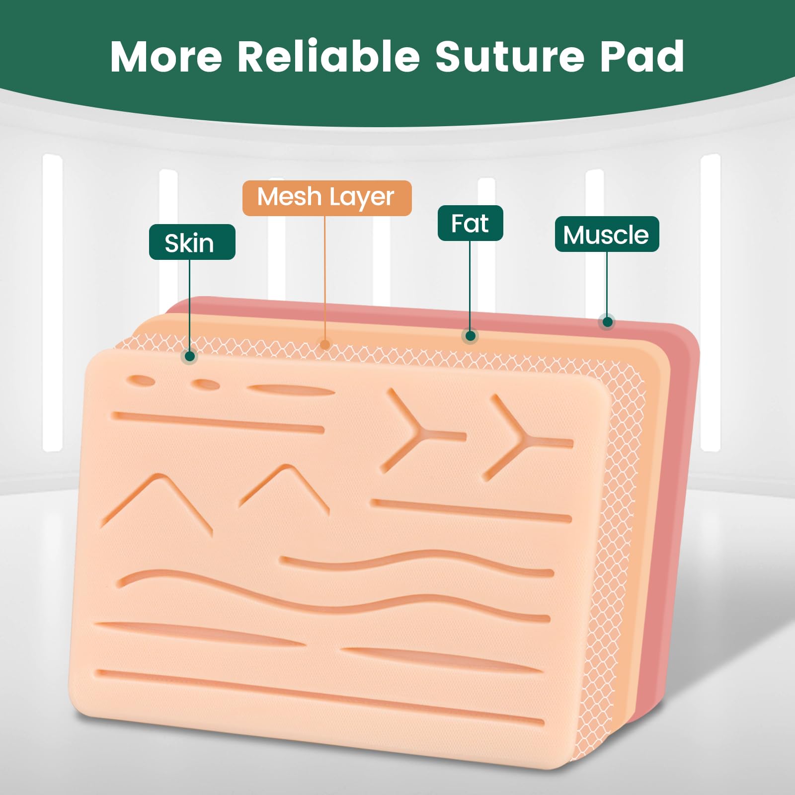 Ultrassist Suture Pad, 3-Layer Silicone Practice Pad with 14 Wounds — Amazon image 3