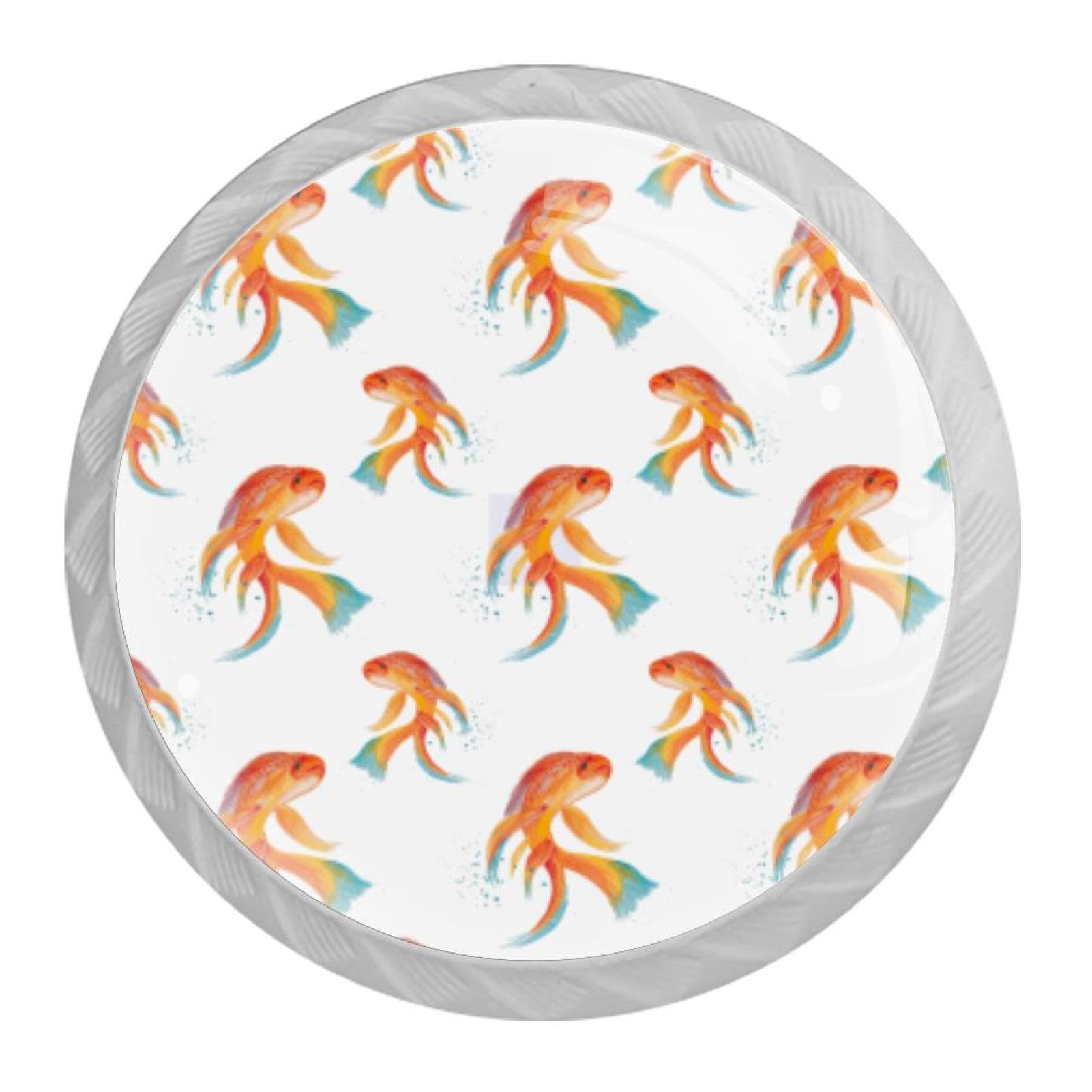 Tqmspg Multi09 4 Pieces Drawer Pulls Fish Pattern Door Knobs Dresser Handles For Kitchen Wardrobe Cupboard Hardware Furniture