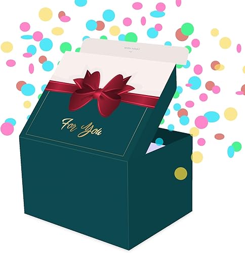 Miniatura 16 de FETTIPOP Caja de Regalo de Confeti Explosivo (Blanco Premium) 7.1x5.5x4.3 pulgadas KIT, Cumpleaños, Fiesta, Día del Padre y de la Madre