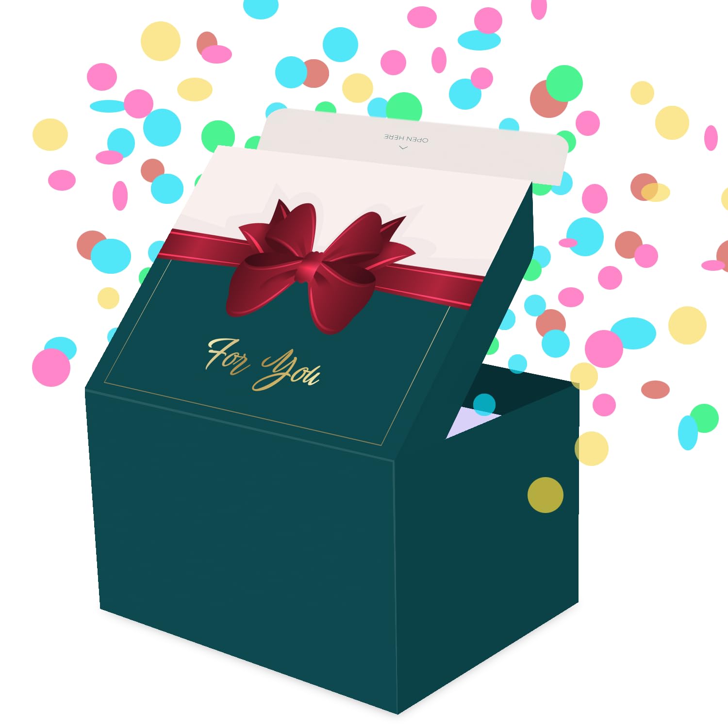 FETTIPOP Gift Box Surprise Exploding KIT (Bow), Confetti Explosion Birthday, Party, Father’s and Mother’s Day, Graduations, Anniversaries, Any Occasion - 7.1x5.5x4.3 in