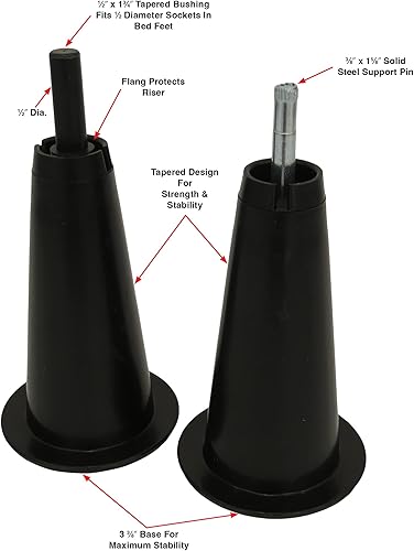 Miniatura 2 de Tech Team #00782 Elevadores de base de cama de 5 pulgadas de alto, levanta un marco de cama de 5 pulgadas para almacenamiento debajo de la cama,