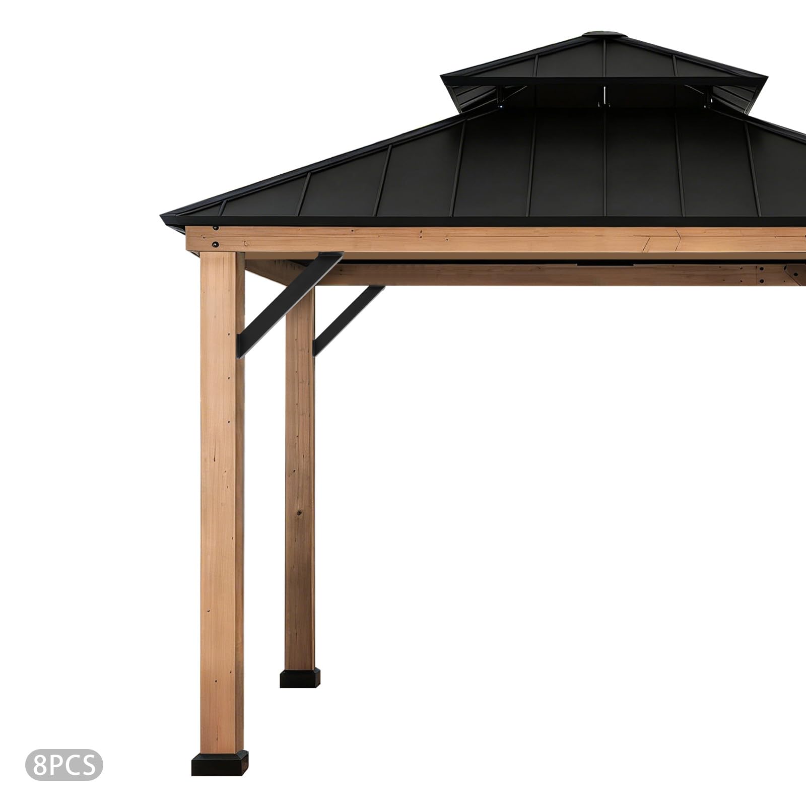 Lot de 8 supports d'angle à 45 degrés, connecteurs de pergola en fer, angle de poutre à 45 degrés, kit de connecteurs de pergola pour tonnelle, terrasse, cabane en bois, noir