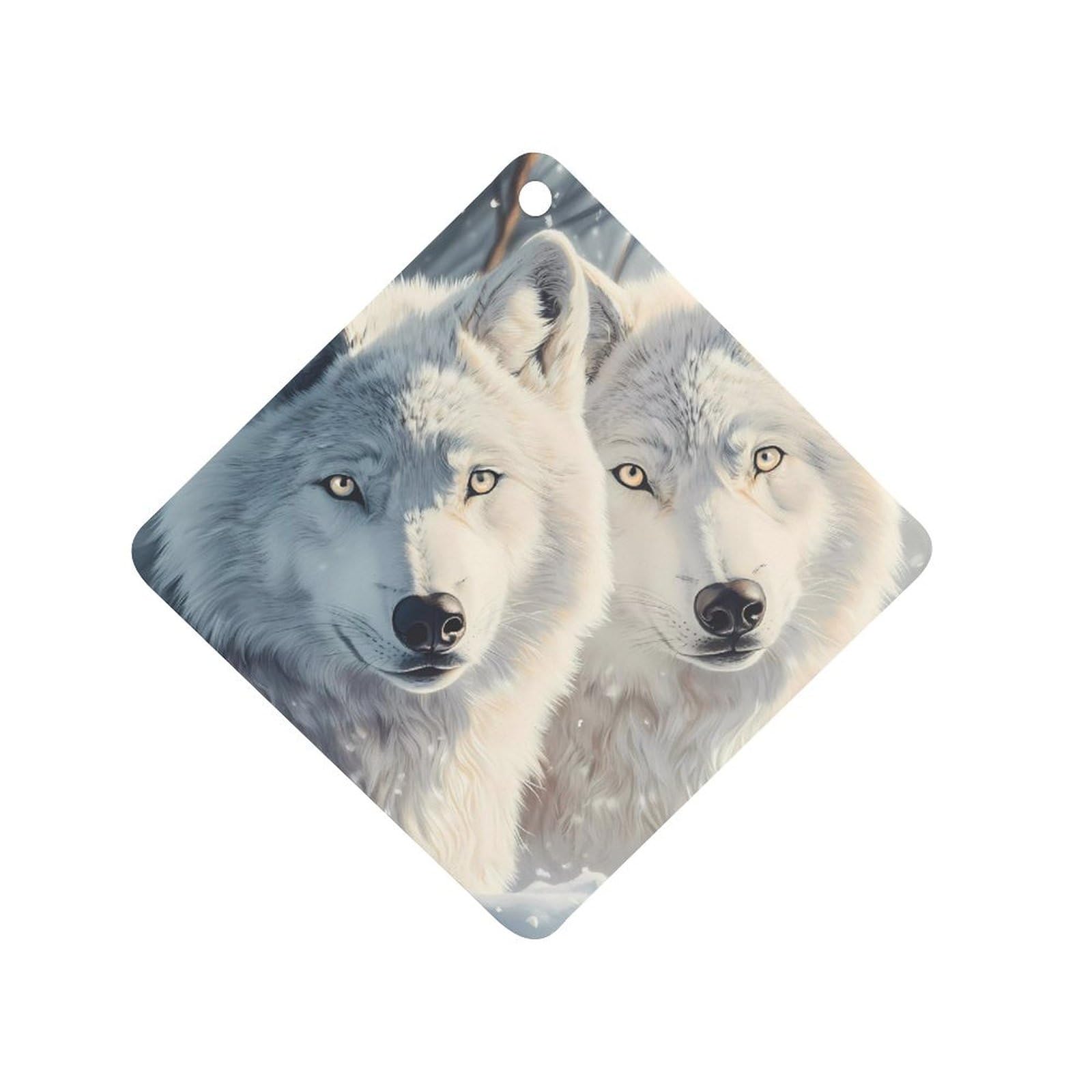 Sunlit Soulmates Wolves Wolf Car Air Freshener Hanging Aromatherapy Tablets for Car Accessories Rhombus