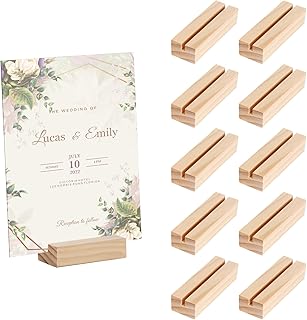 10 PCS Wood Place Card Holders,Wood Sign Holders,Table Number Holder Stands,Picture Holder,Name Card Holder for Wedding,Retail Shop,Parties, Anniversaries,Business Card Holders for Decoration,Events