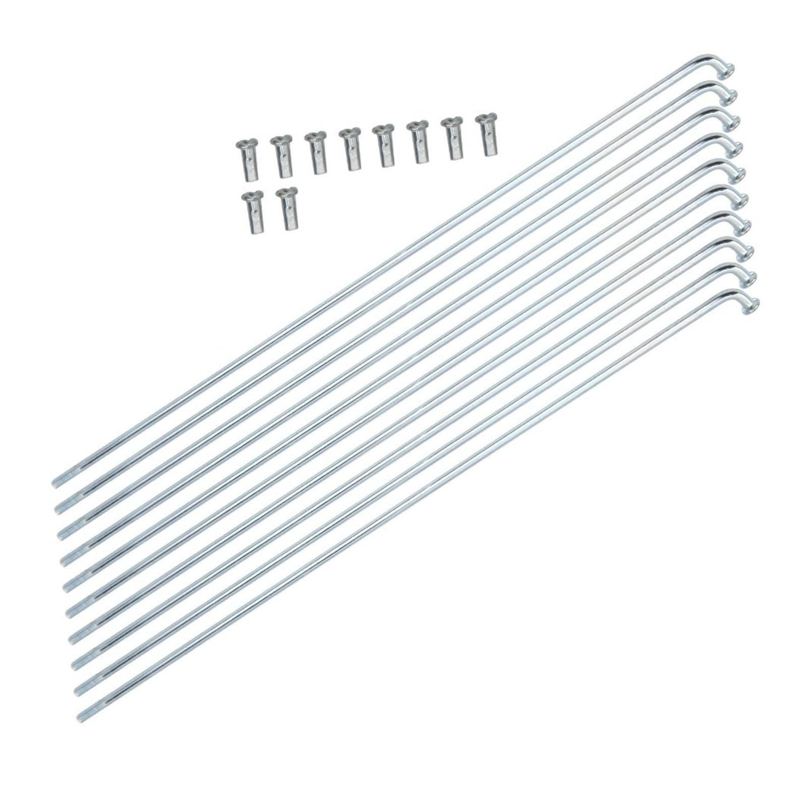 10 zestaw szprych rowerowych 13G 2,2 mm, srebrna, stal węglowa, z akcesoriami do roweru trójkołowego i zamiennika koła rowerowego, 190-270 mm