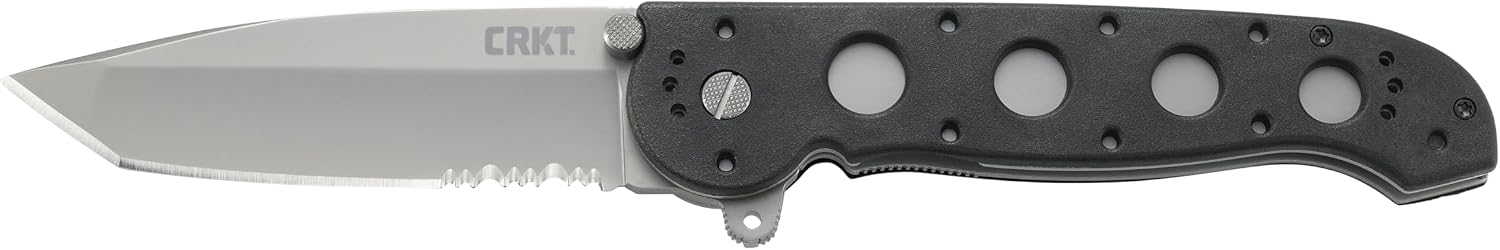 CRKT M16-14Z Folding Knife with Liner Lock: AUS 8 Triple Point Serrations Blade, Glass-Reinforced Nylon Handle, Reversible Pocket Clip, M16-14Z