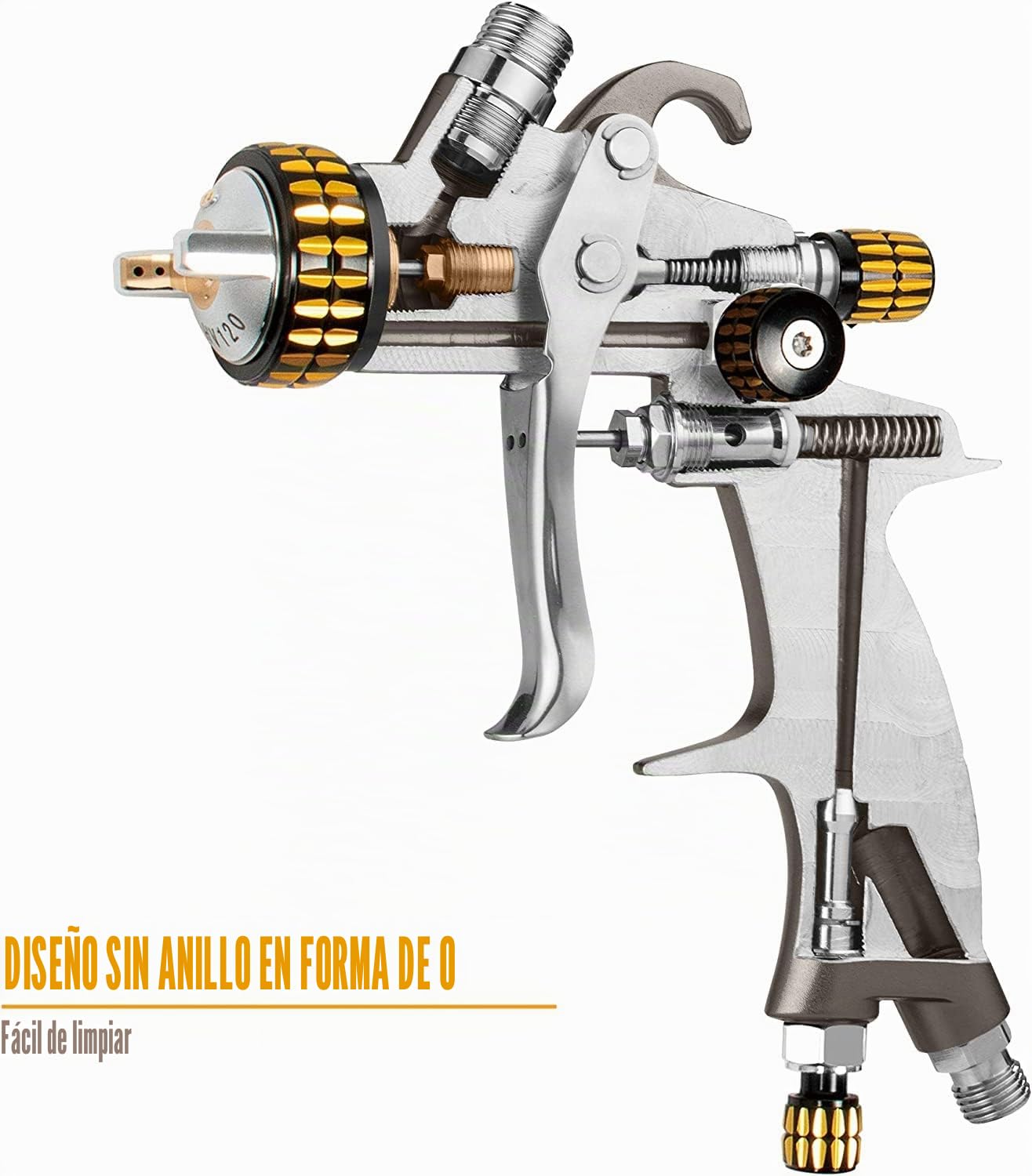 BEETRO Pistola de Aire HVLP - Boquillas de 1.4mm/1.8mm, Pulverizador de Pintura con Vaso de Flujo de 600ml y Accesorios Pulverizador Profesional de Alimentación por Gravedad para Automoción