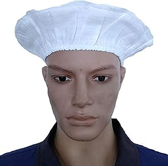 TRANCETRANCE Cotton Washable & Reusable Head Cap | Multipurpose Head Cover Cap for Kitchen Cooking, House Cleaning, Garden & Farms | Food & Processing Industries, Hotels Hygiene Caps (Pack of 2, White)