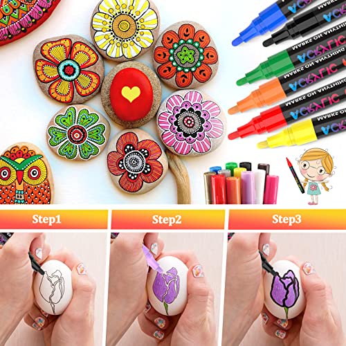Supkiz Paint Pens Paint Markers, 12 Colors Acrylic Paint Pens Medium Tip For Rocks Painting, Fabric, Wood, Canvas, Ceramic, Scrapbooking, Diy Crafts Making Art Supplies, Paint Markers For Kids Adults #TOP7