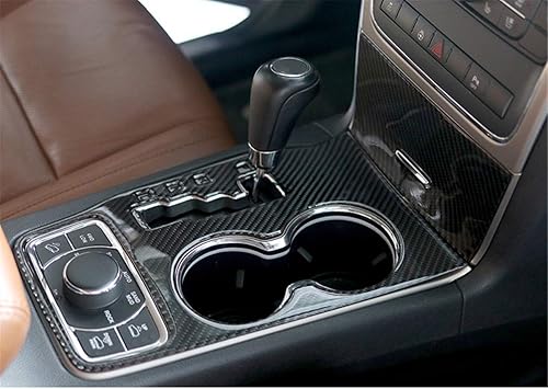 Miniatura 7 de YOCTM Compatible con Jeep Grand Cherokee 2011 2012 2013 Cubierta de palanca de cambios Accesorios interiores de fibra de carbono real consola
