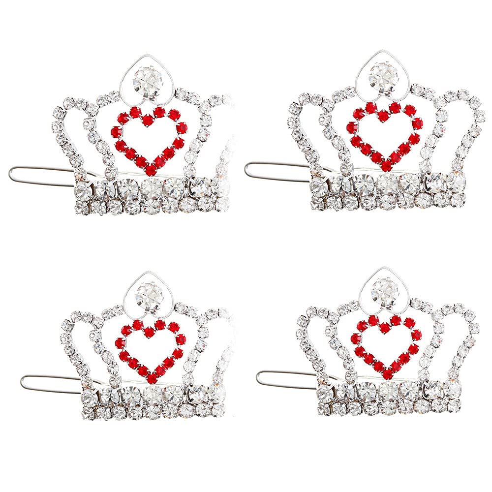 RayMinsino 4Pcs Dog Hair Clip Rhinestone Crown pet Jewelry Diamond cat and Dog Supplies Suitable for Long-haired Dogs Teddy