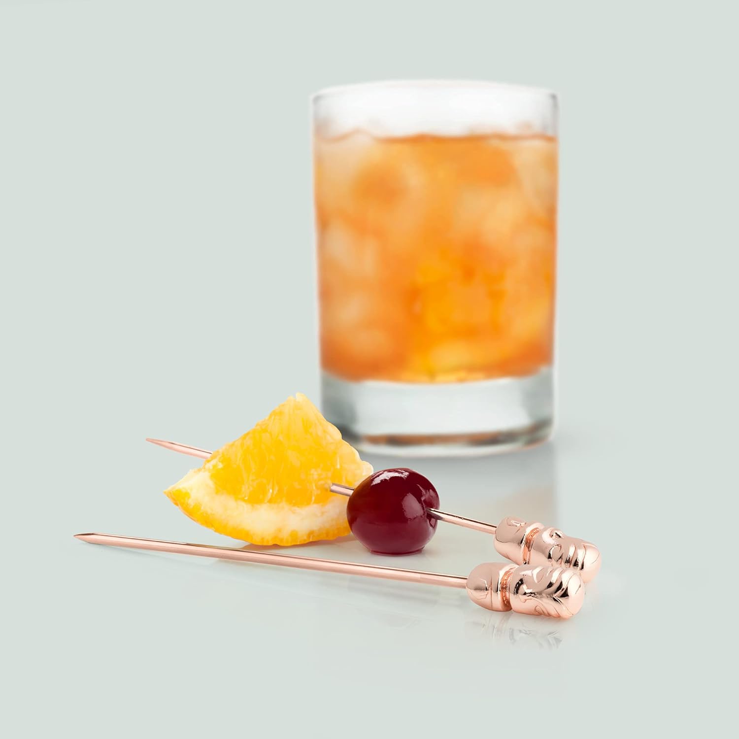 Viski Copper Tiki Cocktail Picks - Heavy Duty Toothpicks Stainless Steel Metal Drink Skewers Barware Accessories - 5inch Set of 4