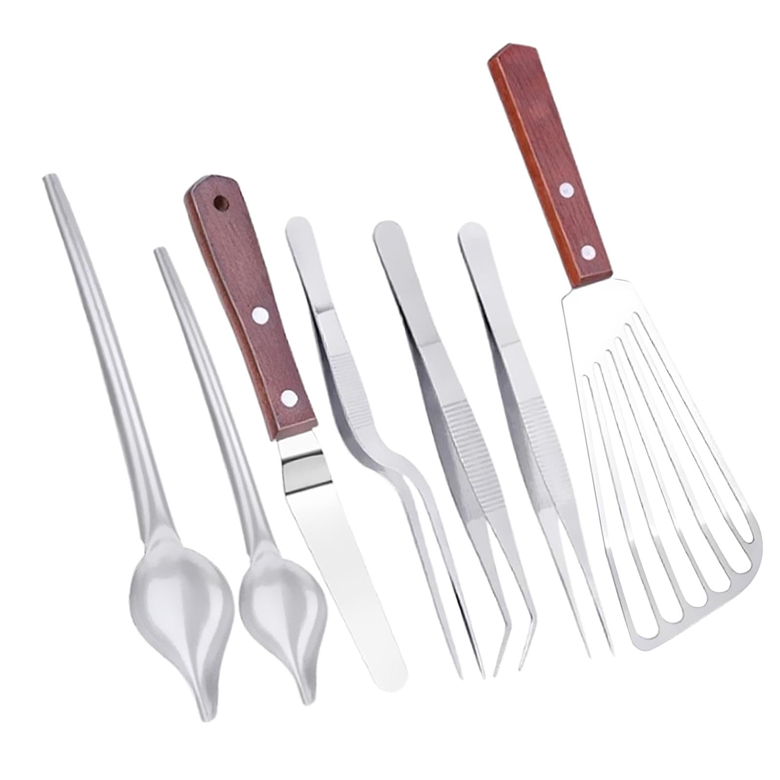Ensemble D'ustensiles de Service, Pinces de Précision, Faciles à Utiliser, Pinces de Cuisine Portables, Accessoires Culinaires pour La Présentatio, 7 Pièces