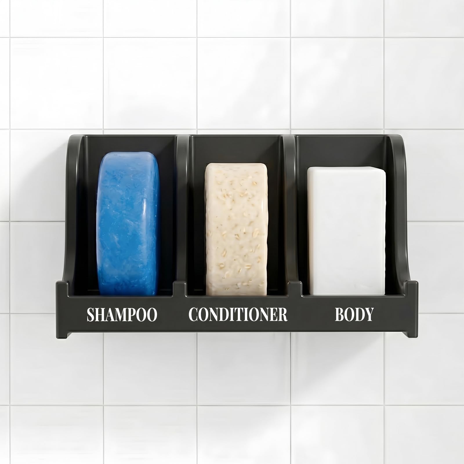 Soap Holder for Shower Wall, 3-Compartment Soap Dish [Patent Pending]