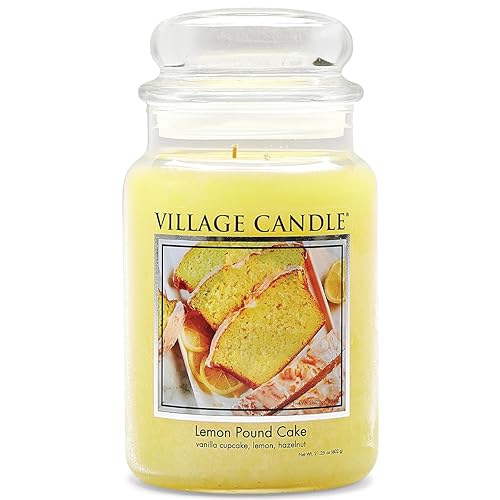 Village Candle Lemon Pound Cake Large Glass Apothecary Jar, Scented