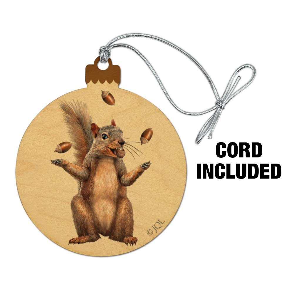 GRAPHICS & MORE Squirrel Juggling His Nuts Crazy Funny Wood Christmas Tree Holiday Ornament
