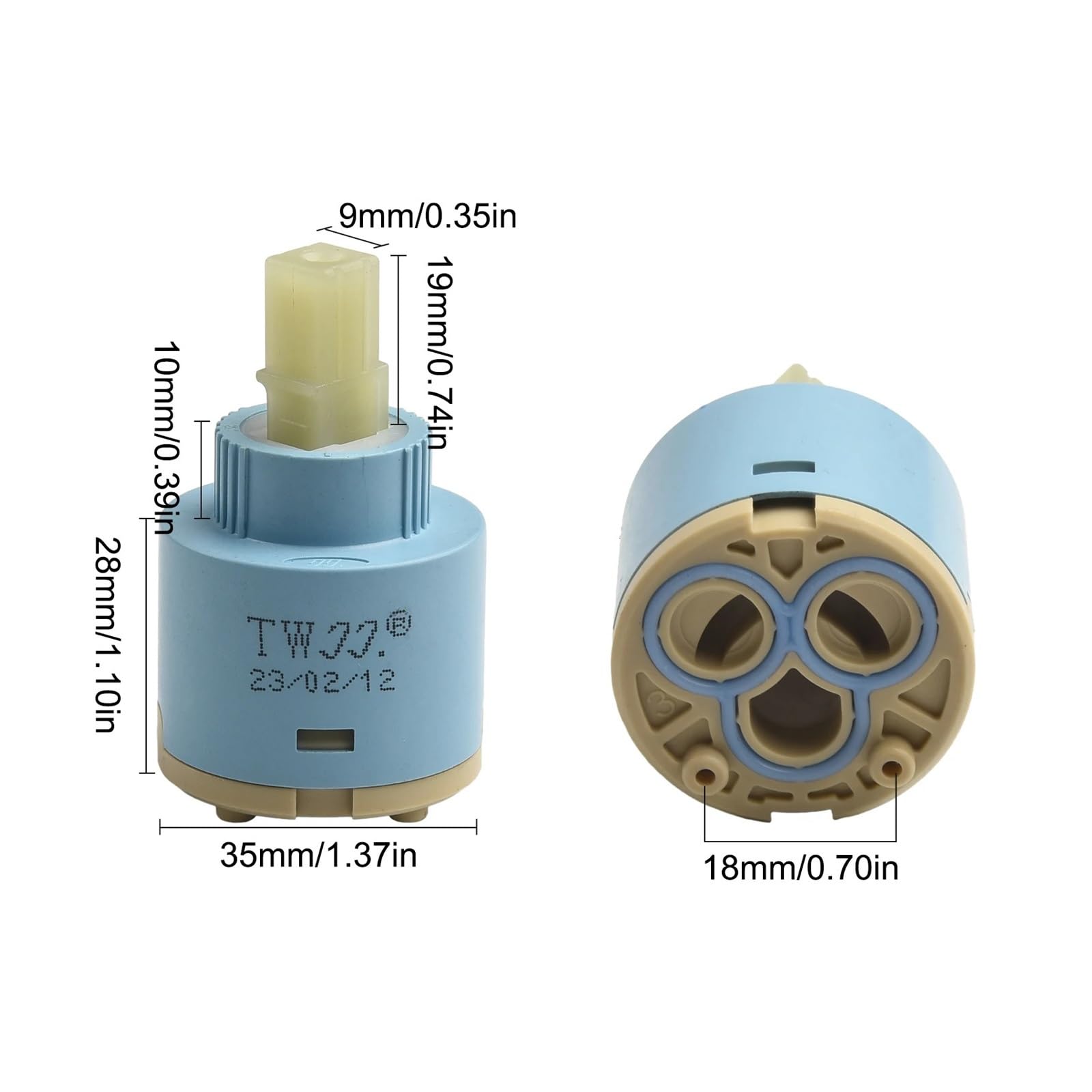 GUYTRM Ceramiczna głowica talerzowa do baterii mieszającej Termostatyczna głowica talerzowa do baterii Zawór talerzowy Pp Plastikowe głowice ceramiczne do baterii 35/40 mm lingli(35mm)