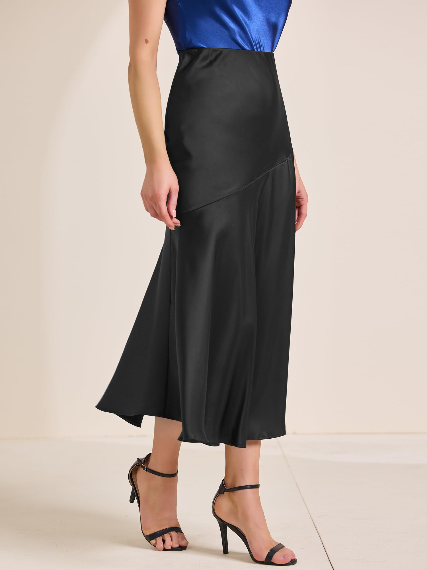 Allegra K Maxi gonna da donna in raso, a vita alta, casual, cocktail, feste, matrimoni, gonne lunghe a sirena